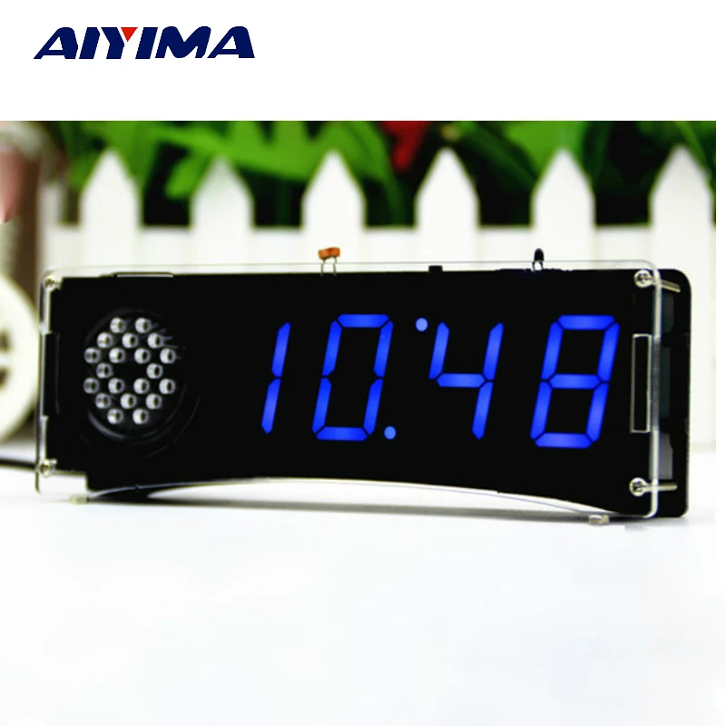 Aiyima новый английский голос версия светодио дный электронные часы комплект синий