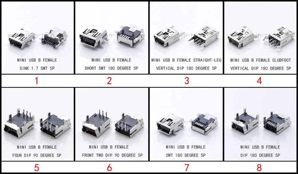 Бесплатная доставка 80 шт./лот 8 моделей мини USB Разъем B Тип 5pin SMT/DIP гнездо 2 0|connector