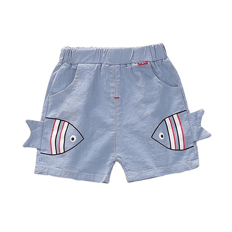 Летние детские штаны короткие с рисунком рыбы для мальчиков повседневные