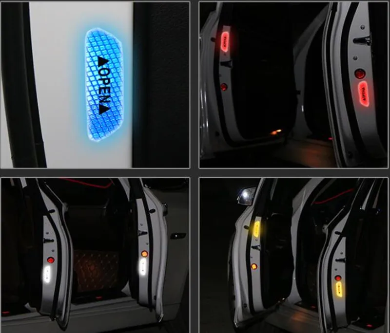 

4Pcs Car Door Stickers OPEN Sign Safety Reflective Strips for Buick regal excelle encore lacrosse emblem rendezvous Accessories
