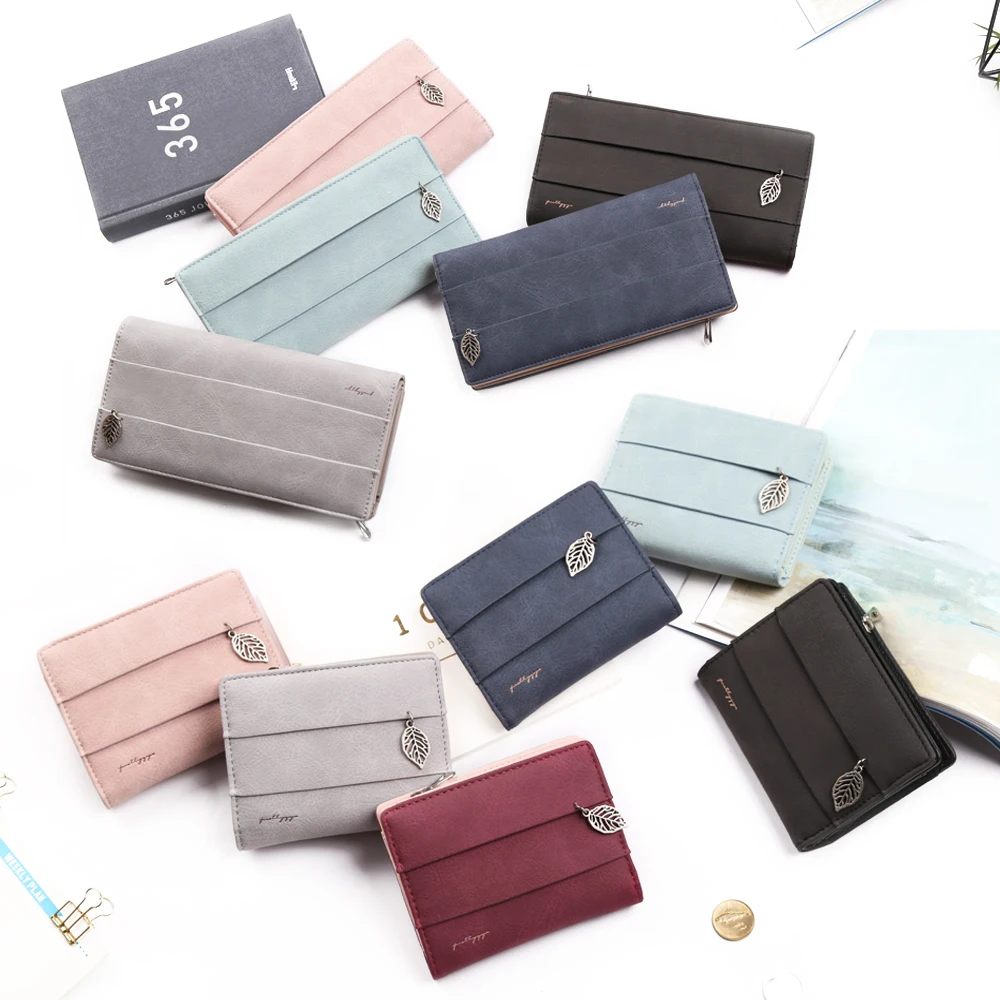 3 размера новинка Женский кошелек с застежкой в виде листьев модные короткие