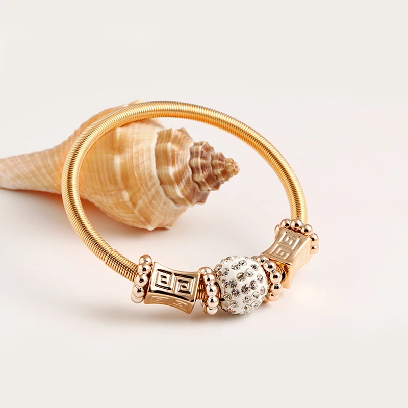 Женский браслет с шармами в виде хрустальных шариков золотого цвета|bracelets &