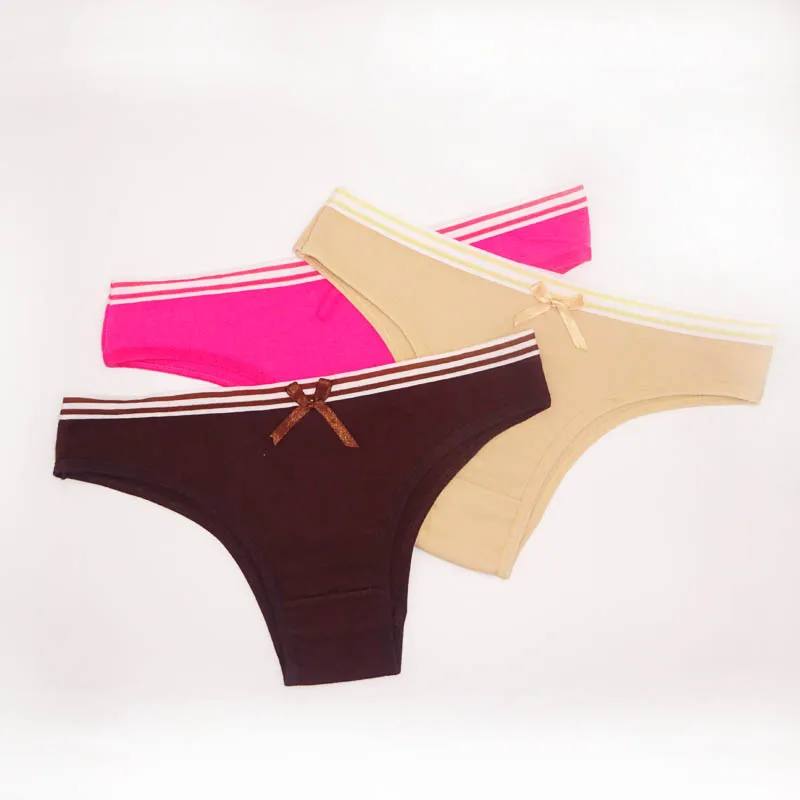 brown.khaki.red Moonflme, 3 шт./лот, одноцветные женские хлопковые бикини, женские трусики M L XL 89156 - Цвет: brown.khaki.red