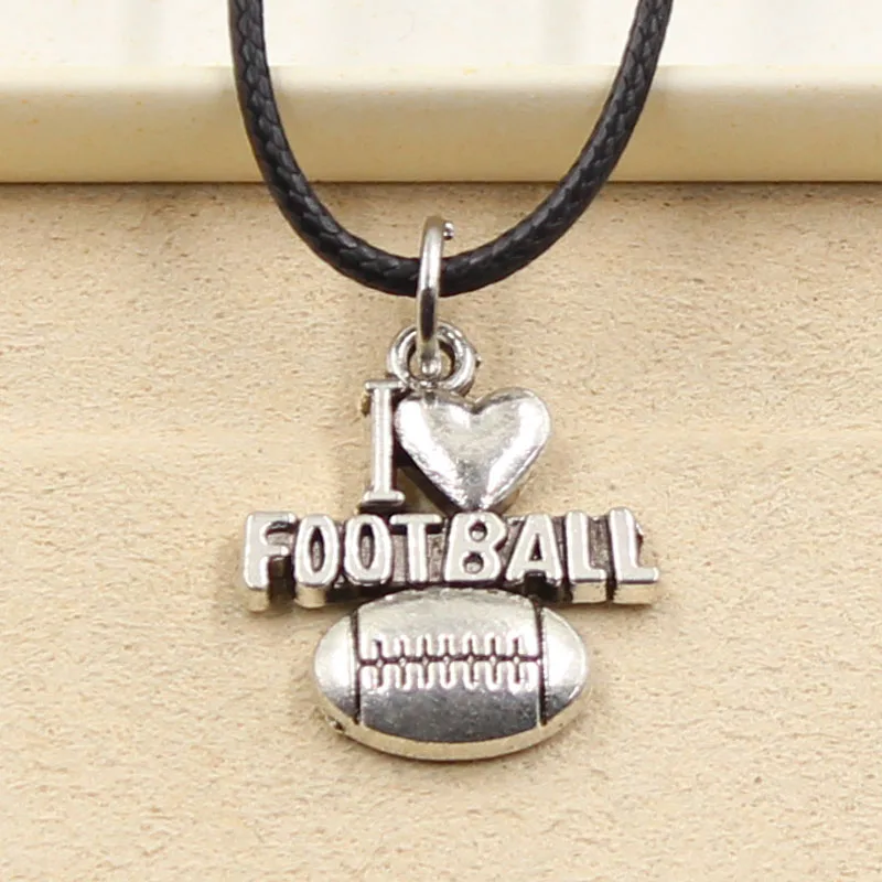 Новый Прочный черный кулон из искусственной кожи I Love Football шнур чокер