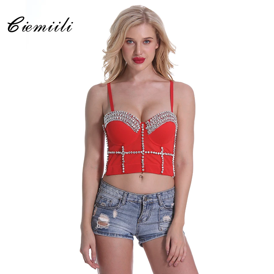 CIEMIILI 2018 Бриллианты Женские Топы красные черные белые модные летние женские