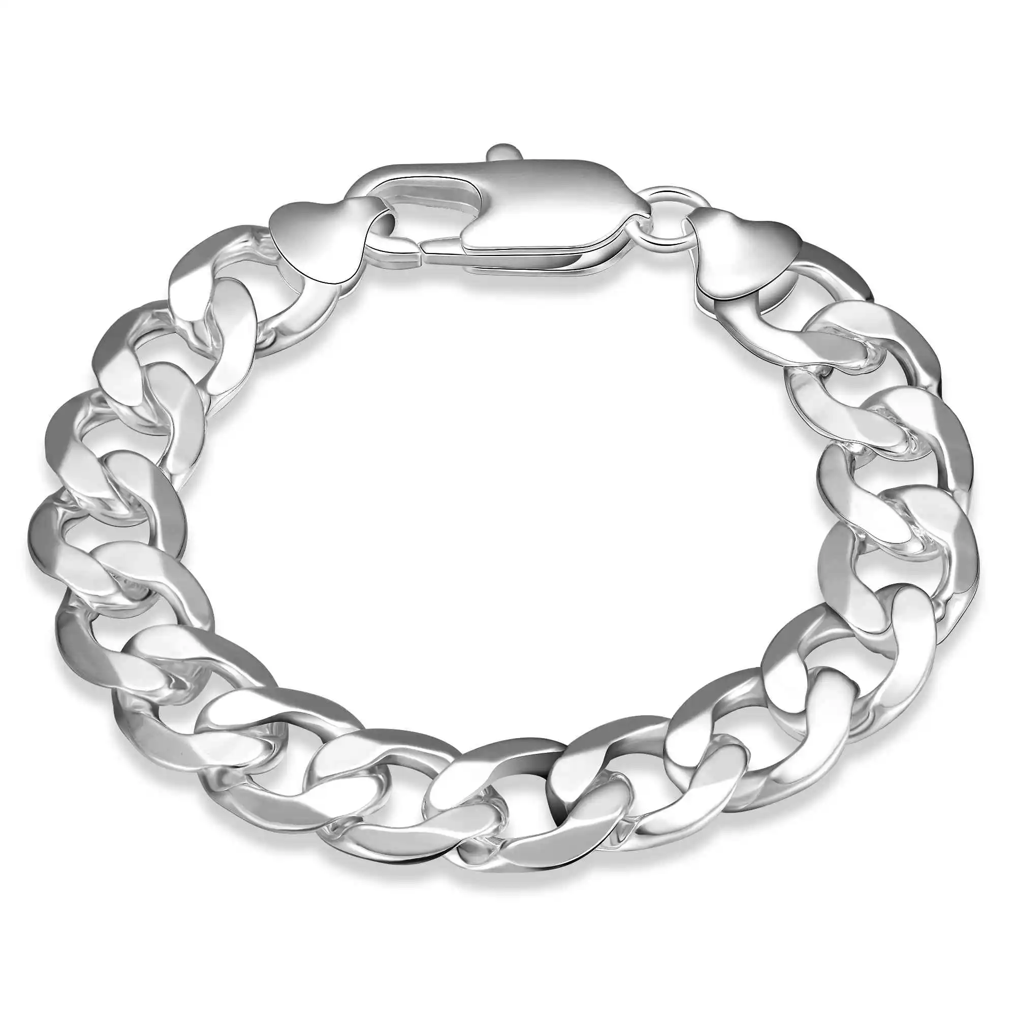 KITEAL интернет магазины Индия Серебряный цвет Мужские pulseras 12 мм 21 см боковая цепь