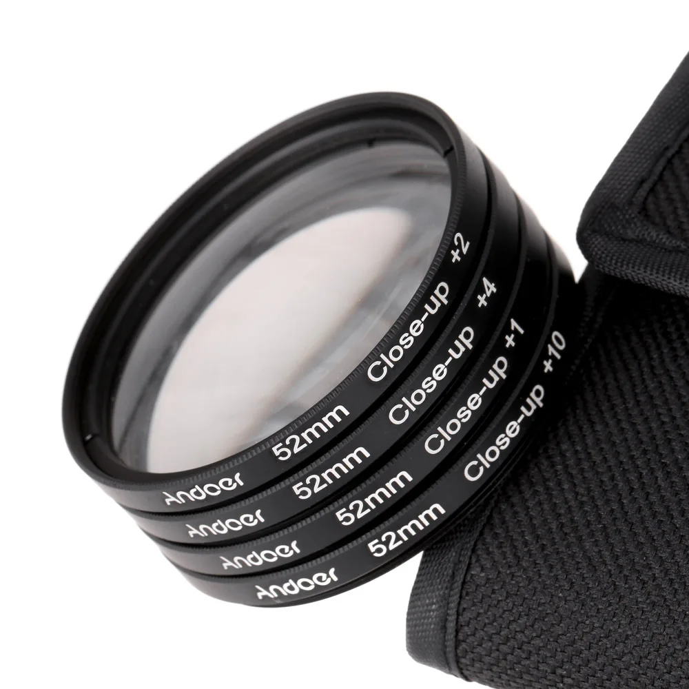 Набор фильтров для камеры 52 мм Макросъемка + 1 2 4 10 с чехлом Nikon D7200 D5200 D3200 D3100 Canon Sony
