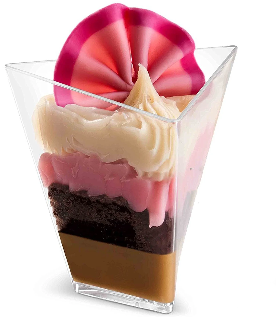 

Free Shipping - 100/Pack, Home Party Wedding Disposable Plastic Tableware Supplies, 87*65mm/90ml Mini Torcente Dessert Cup