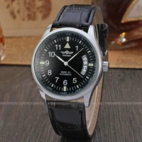 winner hot sale fashion men automatic mechanical hand wind watch mens top brand casual leather strap business male wrist watch