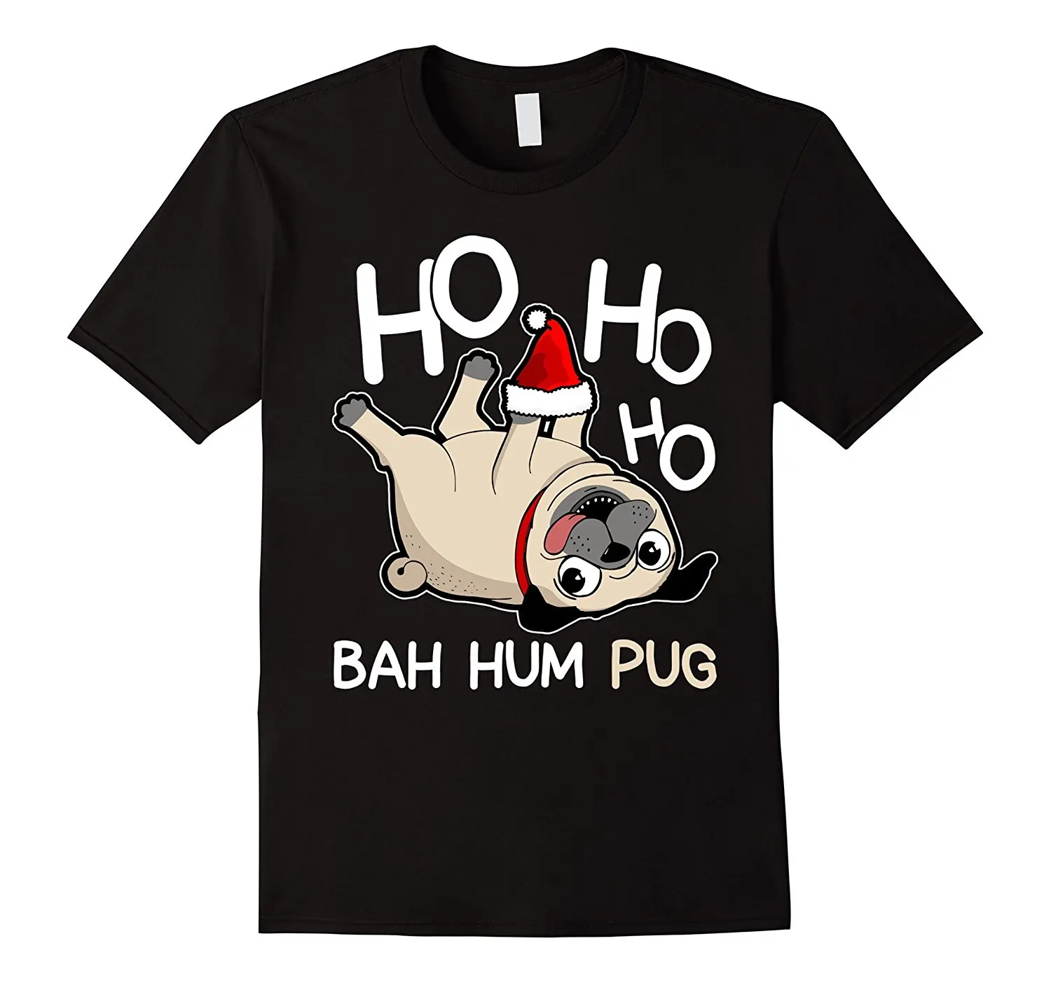 

Funny Pug Christmas T-shirt Bah Hum Pug Funny Clothing Casual Short Sleeve T Shirts Fashion Classic Top Tee Plus Size