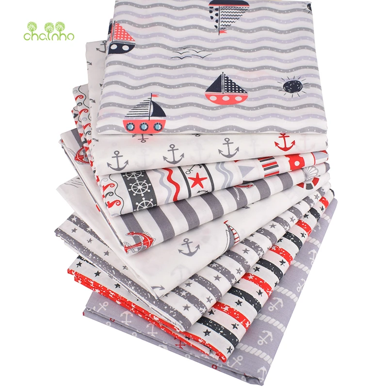 

Chainho,2019 Ocean Series,8pcs/Iot,Print Twill Cotton Fabric,Patchwork Cloth For DIY Quilting Sewing Baby&Child Material,40x50cm