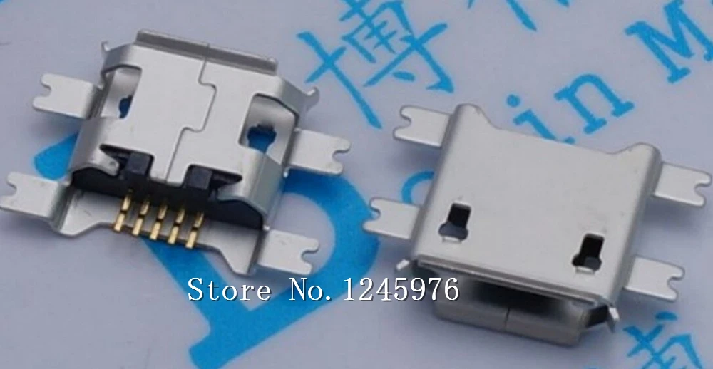 

100pcs Micro USB Heavy plate 5pin 1.17mm female seat/ 4 Fixed feet 1.17 5P Tablet charging seat Mini usb connector
