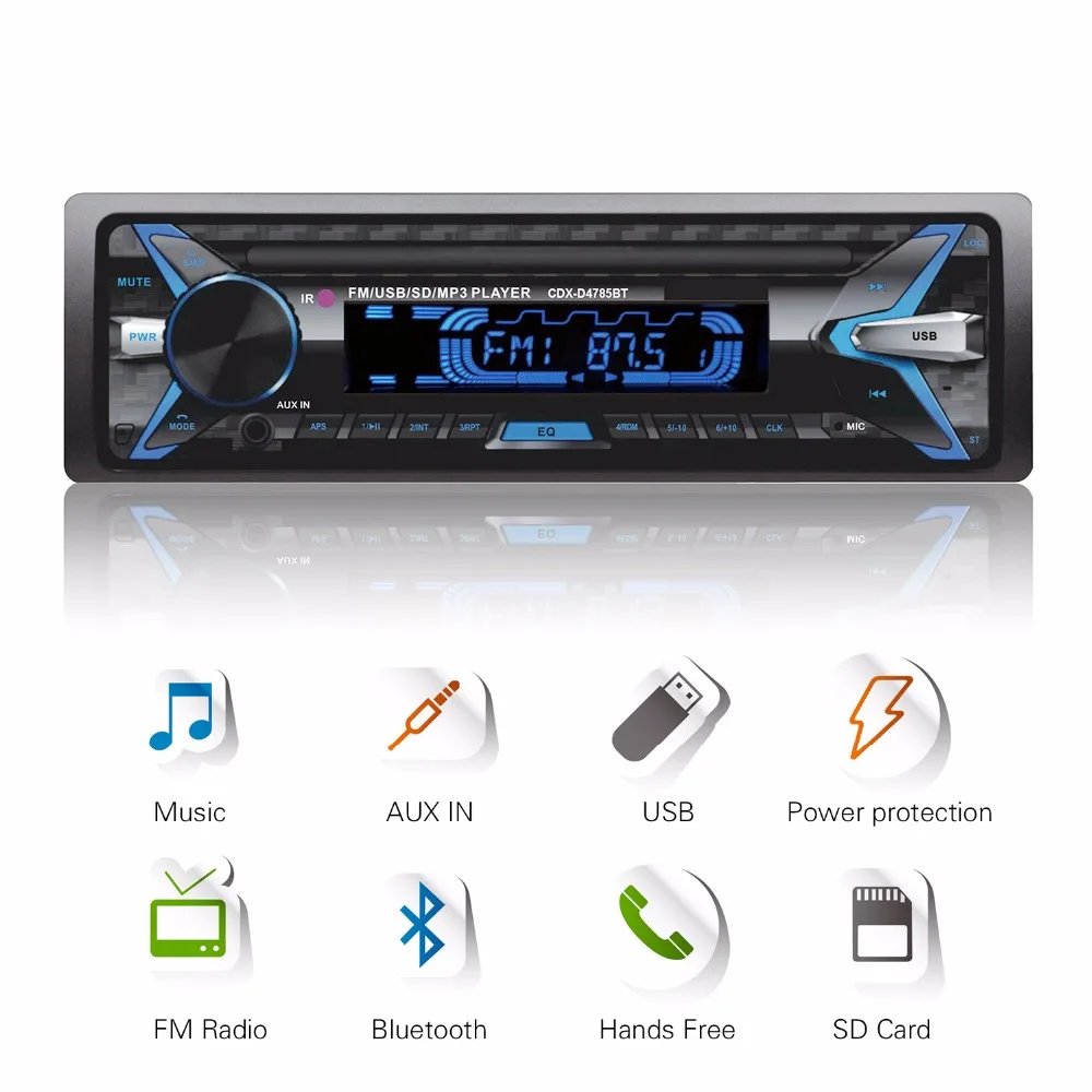 

panel removable 12V Bluetooth Car Stereo Audio In-Dash 1Din Autoradio FM Transmitter MP3 Player with AUX-IN SD USB MMC WMA FLAC