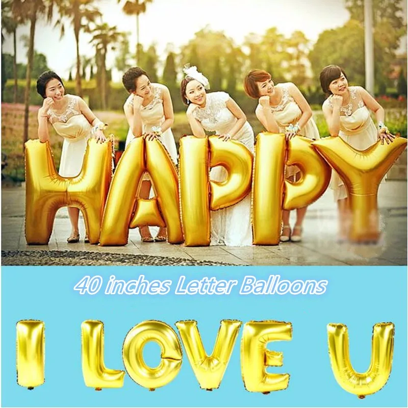 Шары воздушные из фольги 40 дюймов с золотыми буквами | Дом и сад