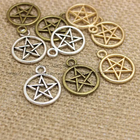 

Three Color Vintage Metal Alloy Pentagram Charms Jewelry Pendant Charms Findings 50pcs 20*25mm T0337