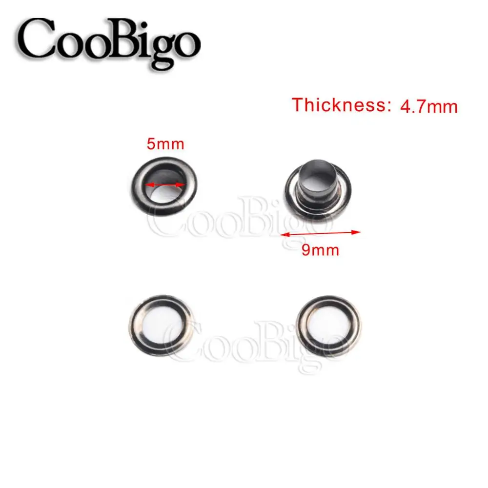 Dia.5mm Black Nickel 500 наборы металлических люверсов с люверсами диаметром 2 мм~ 6 мм для скрапбукинга своими руками Кепка кожевенное ремесло обувь ремень сумка бирка аксессуары для одежды - Цвет: Dia.5mm Black Nickel