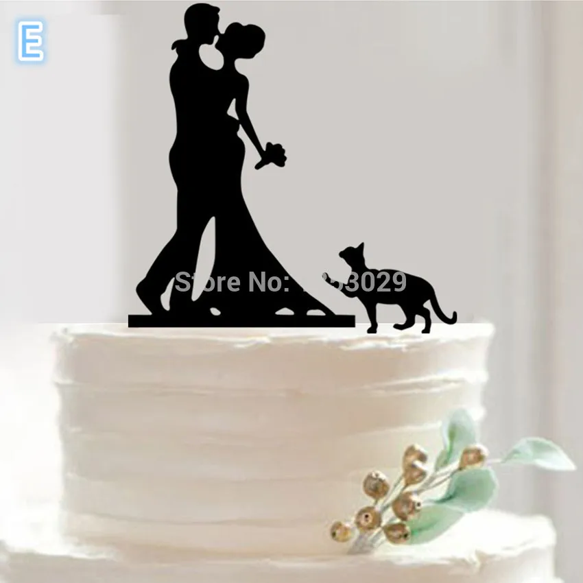 С собакой свадебный торт Топпер любовь птицы свадебное украшение Casamento|casamento| |