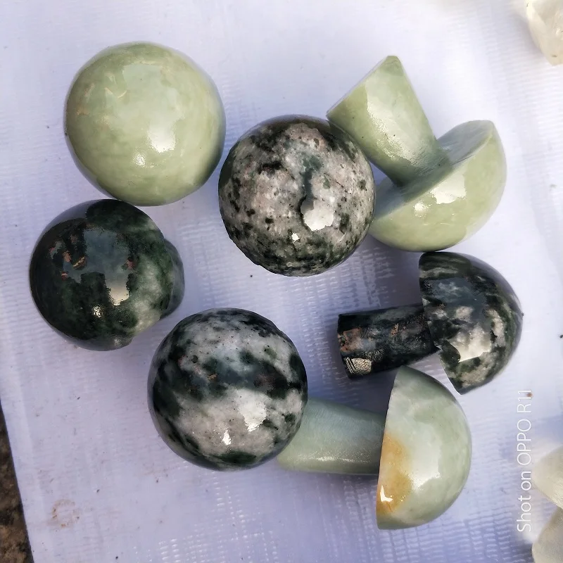 1pcs Natural Green Agate Citrine Mushroom Shape Reiki Crystal Stone An ornament for a home or garden | Дом и сад