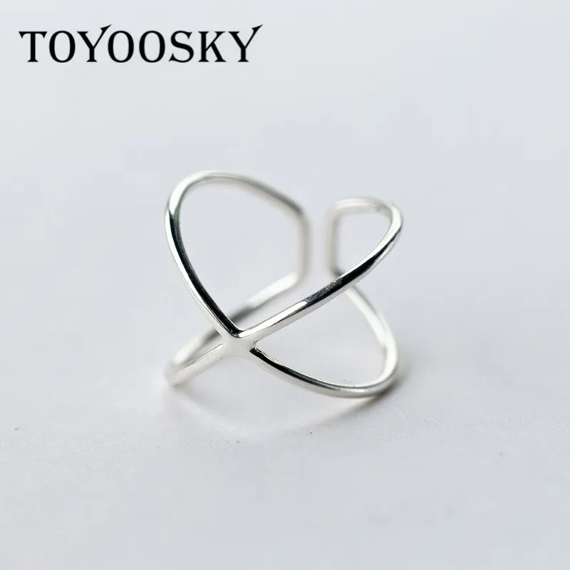 TOYOOSKY 925 пробы серебряные открытые кольца с двойной линией элегантное кольцо