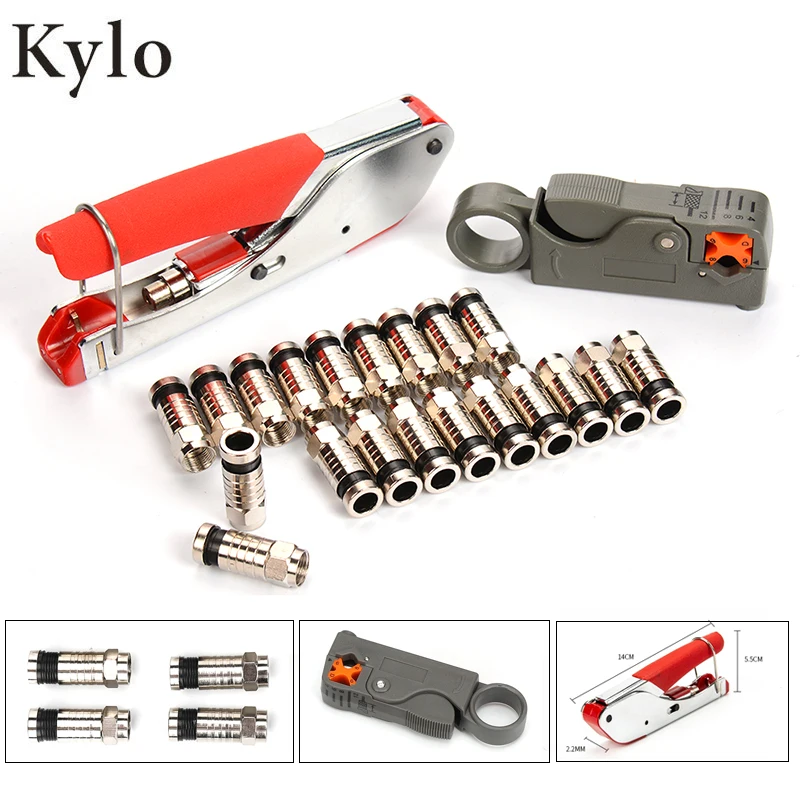 Wire Stripping Plier Kit Connector Compression Tool For RG6 RG59 F Fitting Coaxial Cable Crimper Striper Terminal crimping plier