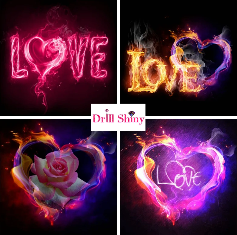 Картина из страз Fire Love 5d сделай сам вышивка крестиком полная выкладка квадратных