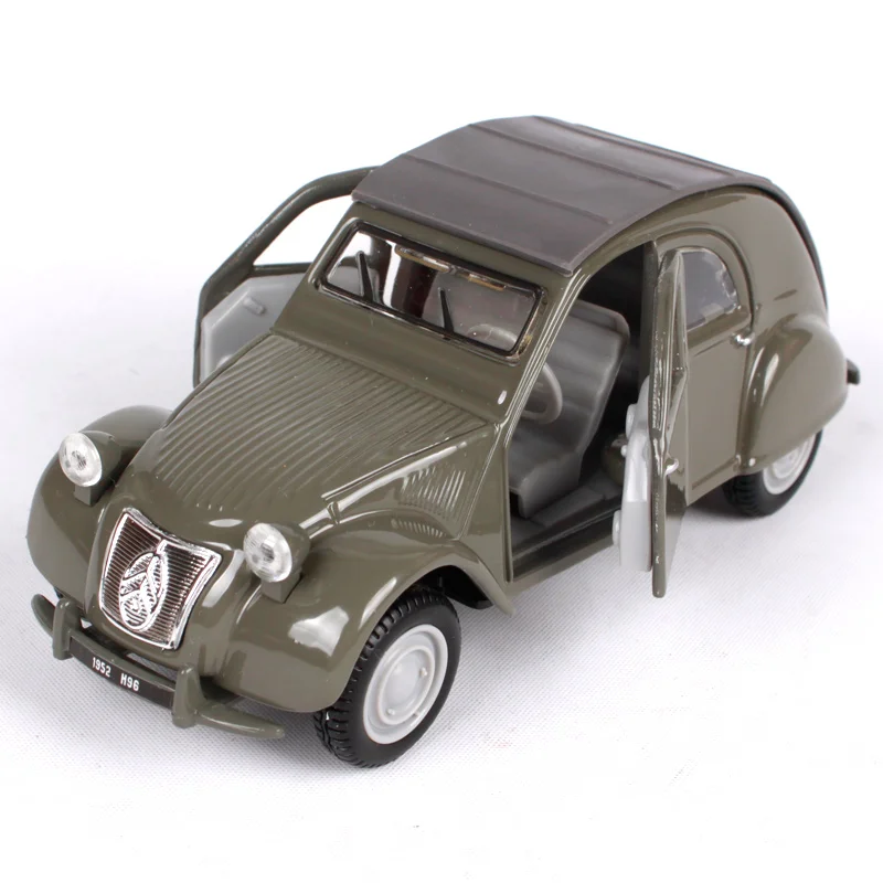 Bburago 1:32 винтажный 1952 Citroen 2cv серый автомобиль литье под давлением с базой открытые