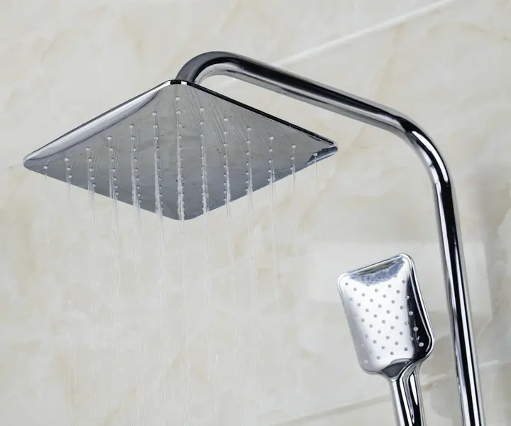 53702 200mm New Chrome Brass Water Pressure Boosting Bathroom Rain 8&quot Shower Mixer Tub Faucet Set | Дом и сад