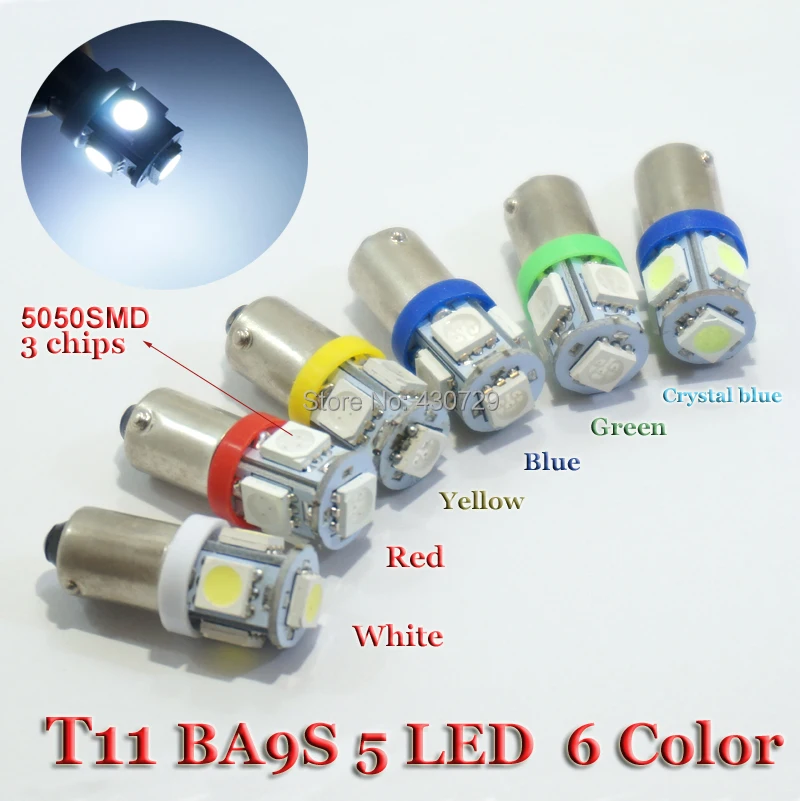 10 шт. T4W BA9S 5 SMD 5050 Автомобильная внутренняя светодиодная лампа боковой маркер для