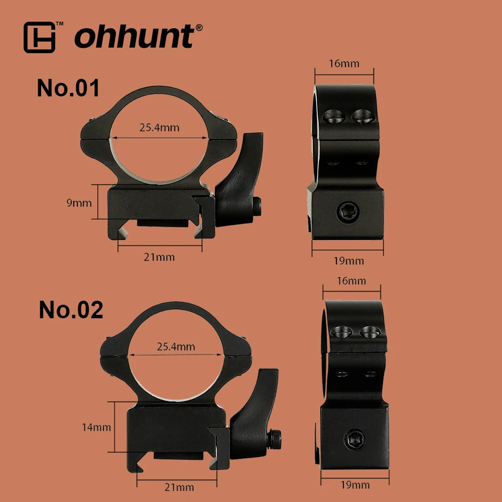 Ohhunt Тактический 1 дюймов сталь Quick Release пара Пикатинни кольца Крепление прицела
