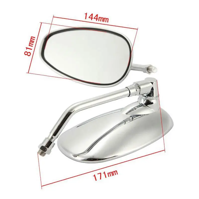 

10mm 8mm 2Pcs Motorcycle Silver Chrome Aluminum Custom Rearview Side Mirror Universal Fit