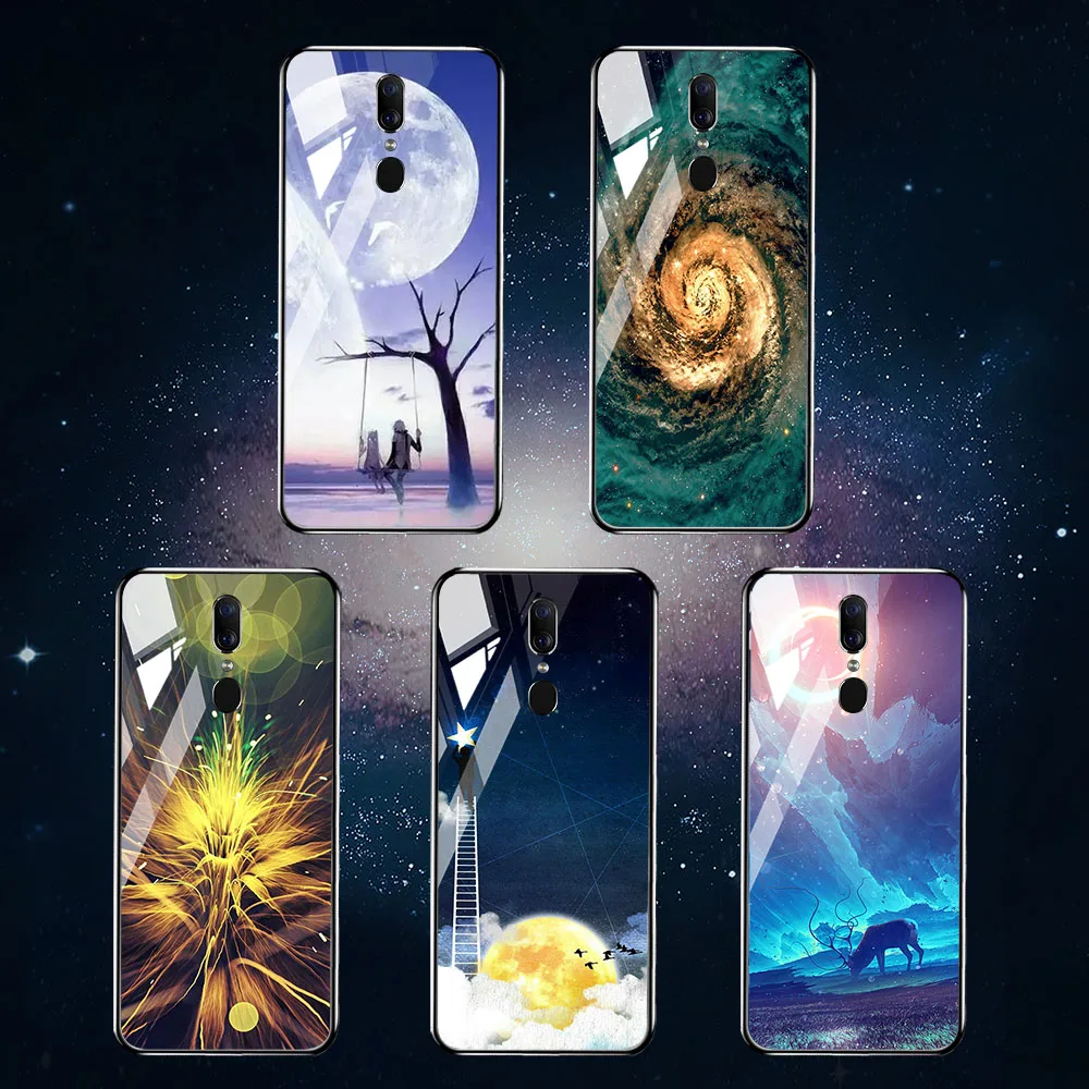 Чехол из закаленного стекла для OPPO F11 Pro Чехлы силиконовая задняя крышка чехол Reno 2