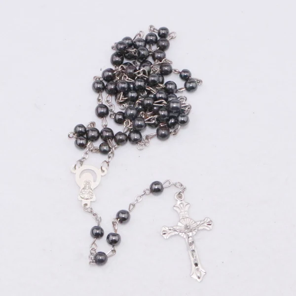 HIGH QULITY CATHOLIC ROSARY CROSS NECKLACE HEMATITE BLACK STONE BEADS WITH JERUSALEM SOIL&ampCRUCIFIX | Украшения и аксессуары