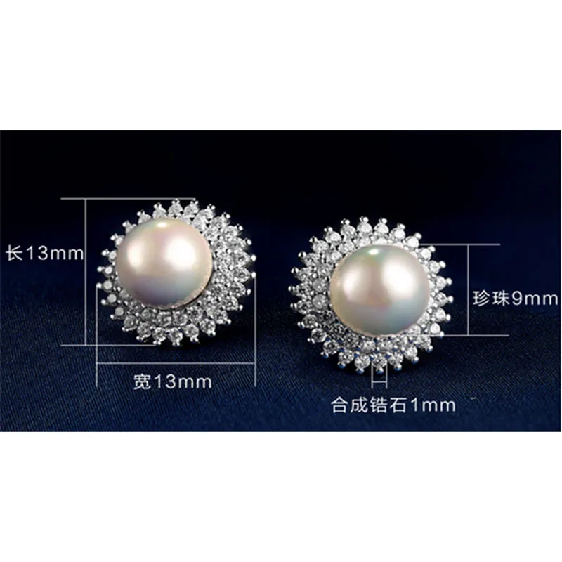 

LIAMTING Luxury Solid Silver Pearl Earrings For Women 925 Sterling Silver CZ Earrings With Simulated Pearl Fashion Jewelry VC064