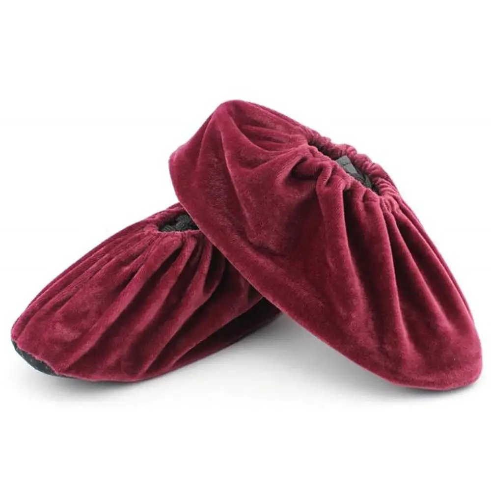 Wine red 1 пара чехлов для обуви, противоскользящие, для помещений, хлопок, бархат, покрытие для обуви, регулируемая моющаяся обувь, переносная обувь, пылезащитные чехлы - Цвет: Wine red