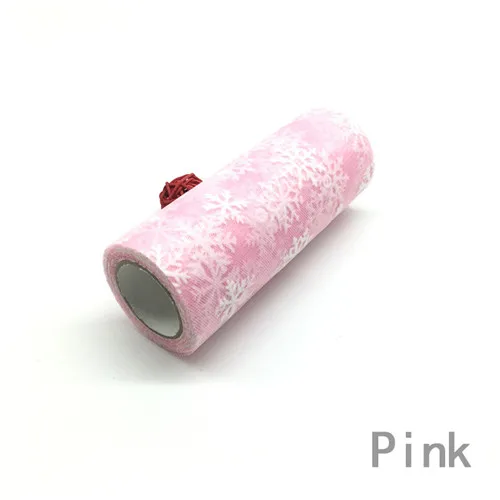 Pink 15 см* 10 ярдов Снежинка тюль рулон органзы Прозрачная Обертка подарок лук Ткань DIY ремесло пачка юбка Свадебная вечеринка Рождество украшения - Цвет: Pink