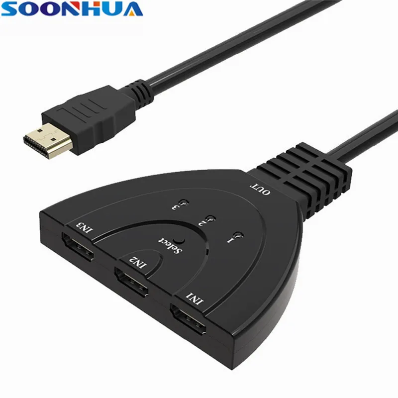 Выход HDMI SOONHUA 3 в 1 с автоматическим ручным переключателем поддержка 1080P 250 МГц 2 5