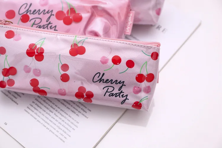 1 шт. Kawaii ПВХ Карандаш Чехол серии Cherry подарок Хэлло Китти школьный пенал карандаш Чехол Карандаш сумка, школьные принадлежности канцелярские товары