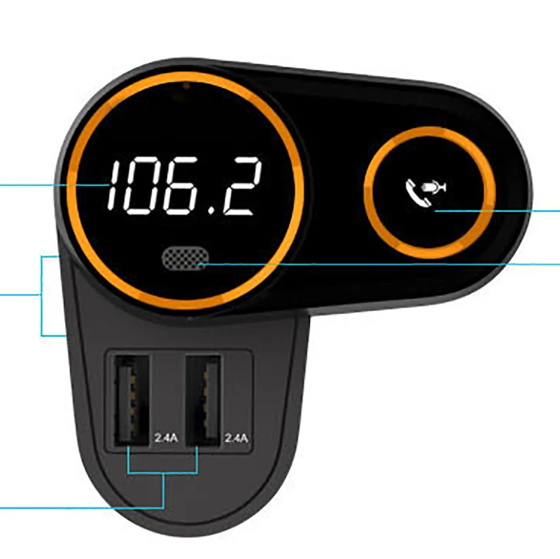 FM передатчик Bluetooth автомобильный адаптер Вращающийся беспроводной MP3 плеер радио