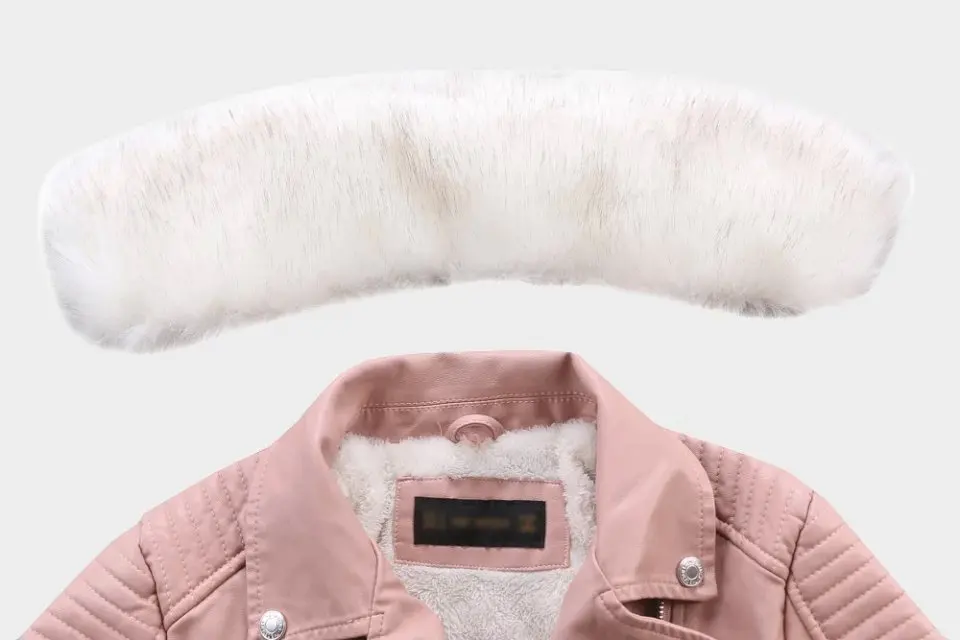 

women winter Thick leather jacket with fur collar pink black bomber motorcycle Leather jackets women leather coat jaqueta couro