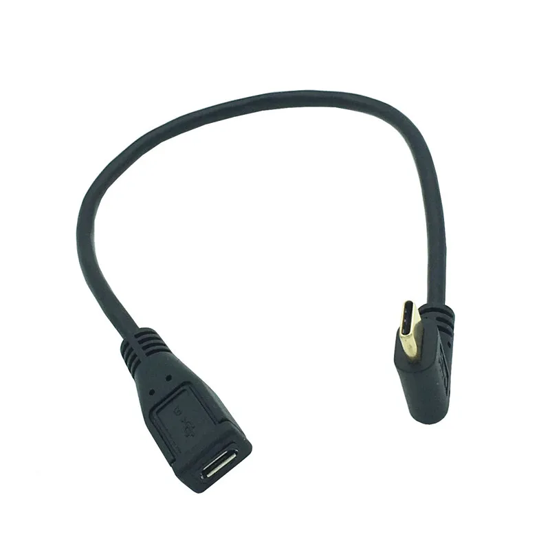 USB3.1 Тип C левый и правый угол штекер на Micro USB 2 0 5P гнездо Угловой кабель для