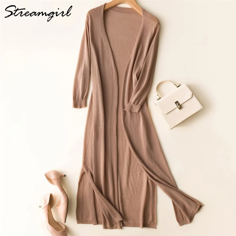 Camel Streamgirl длинный кардиган для женщин, летний Однотонный женский кардиган размера плюс, женские летние кардиганы для женщин, вязаный кардиган - Цвет: Camel