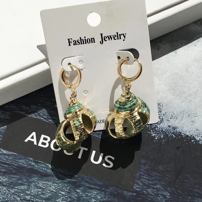 Style13 Модные натуральные сережки в виде ракушек для женщин летние каникулы Уникальные Морские пляжные висячие серьги женские вечерние ювелирные изделия дропшиппинг - Окраска металла: Style13