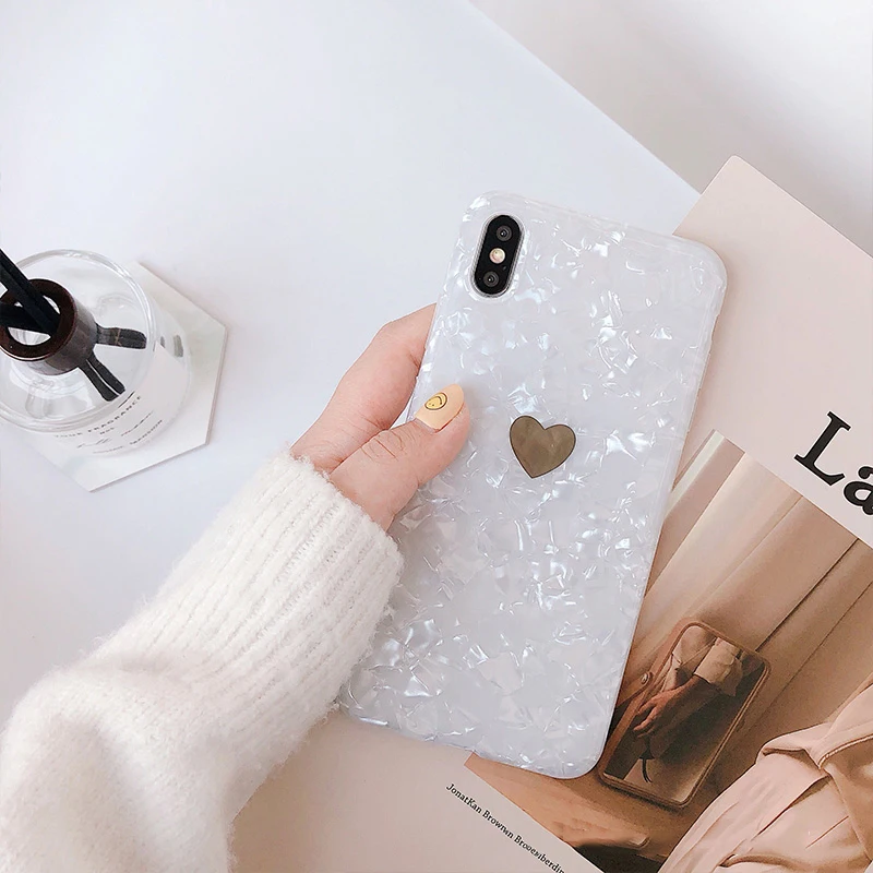 GlamPhoneCase прочное Золотое любовное Сердце чехол для телефона iPhone X XS Max XR мягкий Tpu 7 8