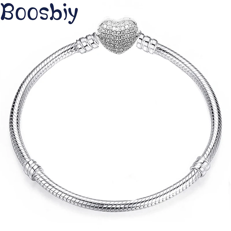 Boosbiy, лидер продаж, подлинный посеребренный браслет в виде змеи, подходит для брендовых браслетов, Европейский очаровательный браслет для женщин, сделай сам, изготовление ювелирных изделий