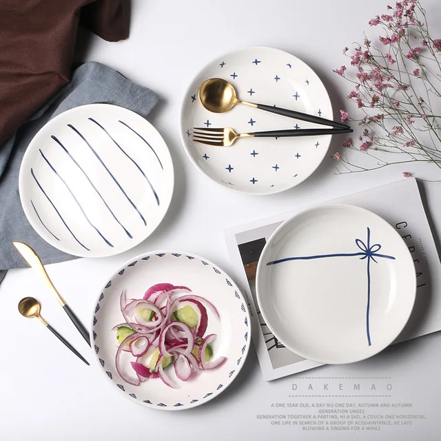 Porcelain Fruit Plates European Style Food Salad Steak Dishes Ceramic Home Decor Brief Dessert Plate Drop Shipping |