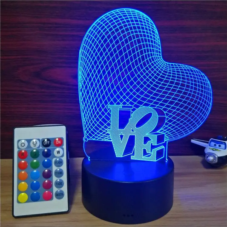 Сердце любовь подарок на день Святого Валентина Декор для спальни 3D ночник USB touch красочная маленькая настольная лампа светодиодный ночник Подарки на день рождения