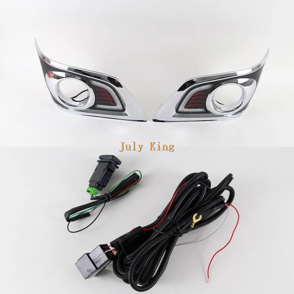 July King светодиодный чехол для дневных ходовых огней для Toyota Hilux Vigo 2012~ 14, СВЕТОДИОДНЫЙ DRL с противотуманной лампой, светодиодный противотуманный фонарь переднего бампера