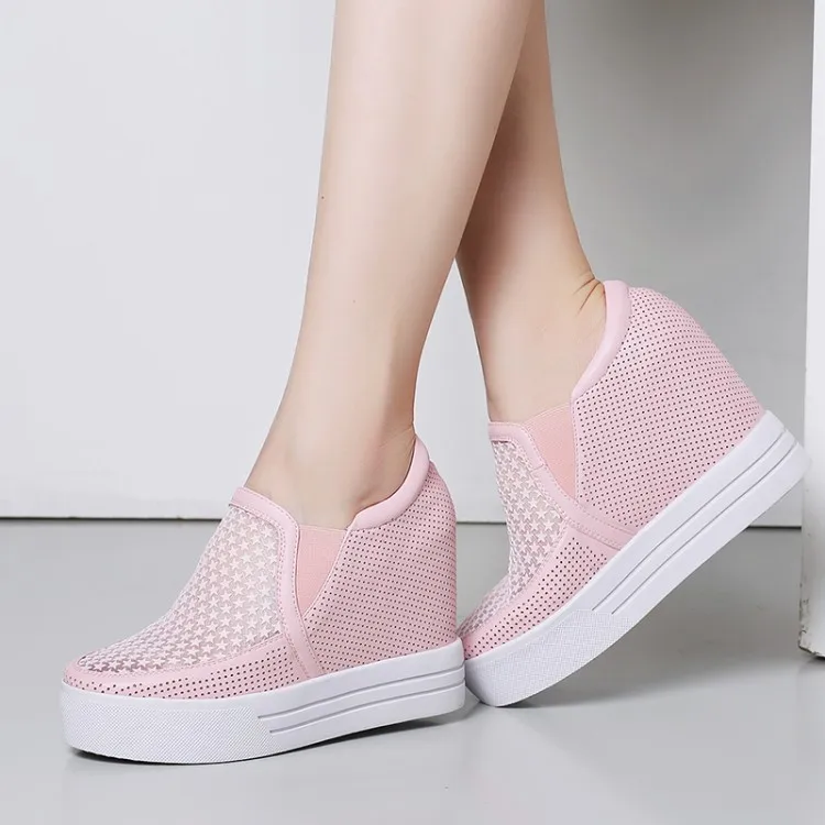 Женские туфли-лодочки с вырезами туфли из дышащей сетки на платформе и высоком