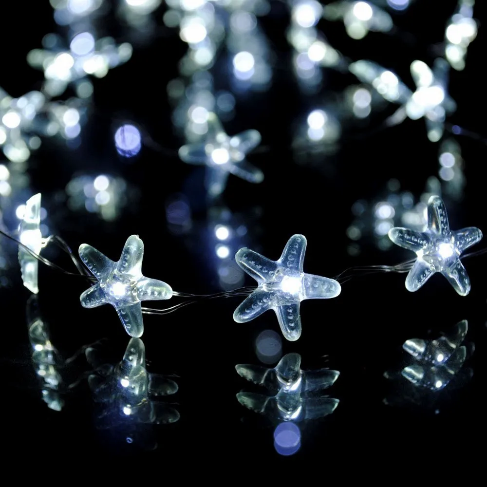 Гирлянда с 30 светодиодами в виде морской звезды питание от батарейки AA
