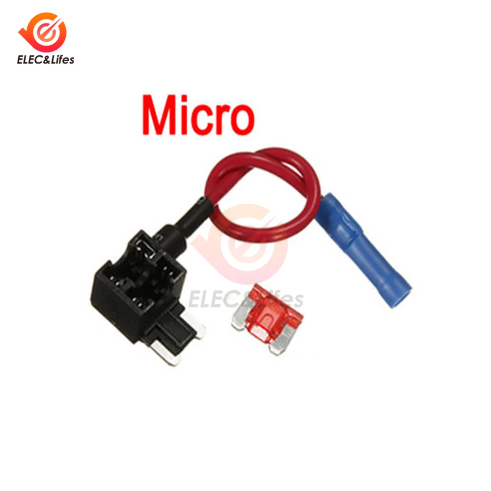 12 В автомобильный лопастной держатель предохранителя Add-a-circuit TAP Adapter Micro Mini standard ATM, APM Blade Автомобильные предохранители с 10A AMP предохранитель провода